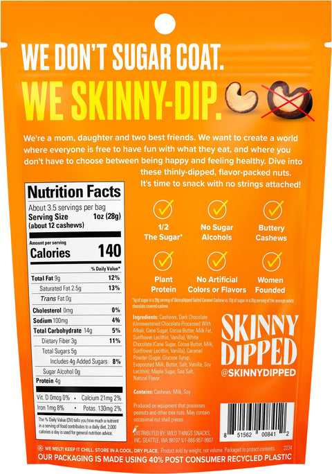 Skinny Dipped Cashews Dark Chocolate Salted Caramel 3.5 OZ