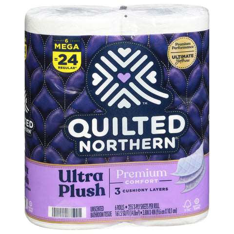 Quilted Northern Ultra Plush 3-Ply Mega Roll Unscented Bathroom Tissue 6 ea