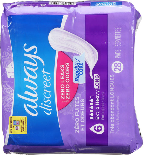 Always Discreet Long Extra Heavy Pads 28 ea