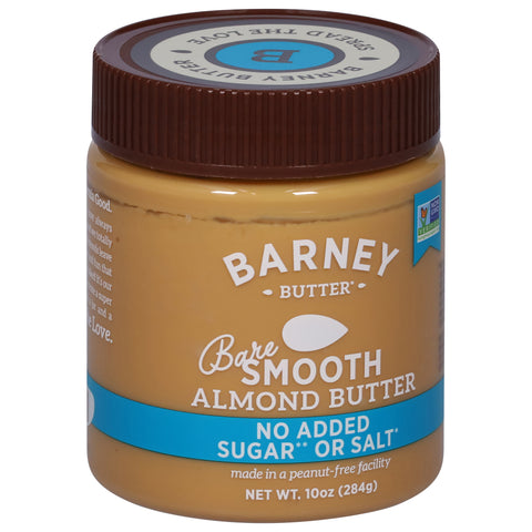 Barney Butter Gluten Free No Salt Added Bare Smooth Almond Butter 10 OZ