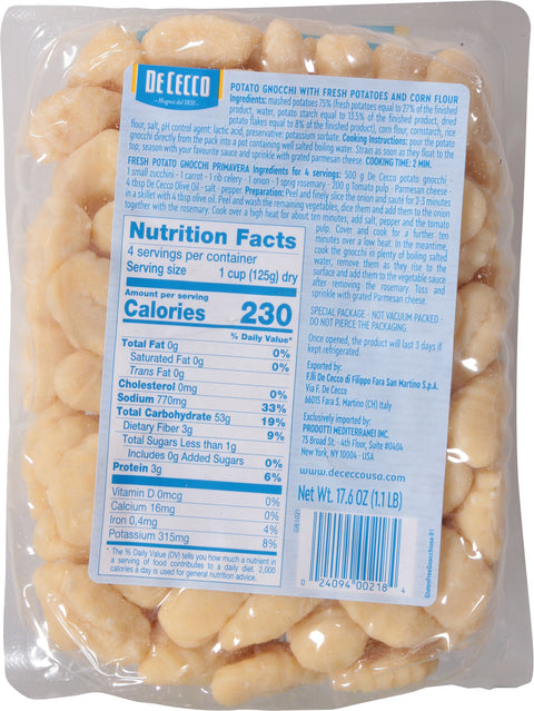 De Cecco Gluten-Free Fresh Potato Gnocchi 17.6 OZ
