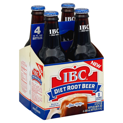 IBC Diet Root Beer - 12 OZ Bottles 6 Pack of 4 (24 Total)