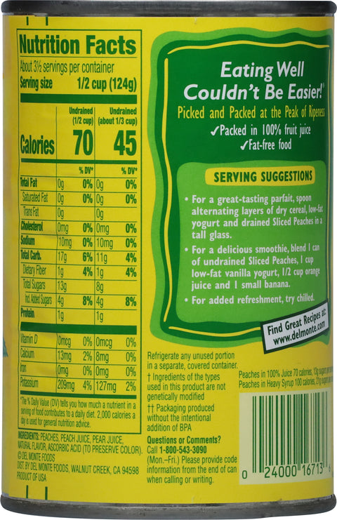 Del Monte Fruit Sliced Peaches In Juice 15 OZ