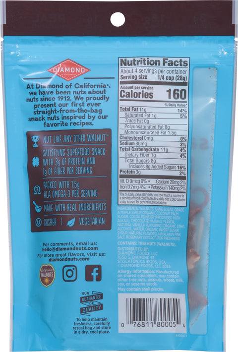Diamond Salted Dark Chocolate Walnuts 4 OZ