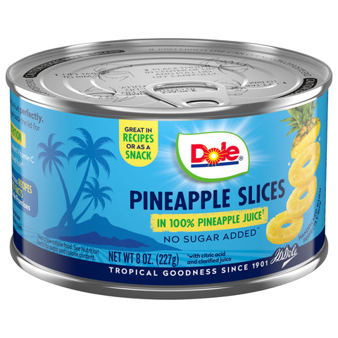 Dole Pineapple Slices In 100% Juice 8 OZ