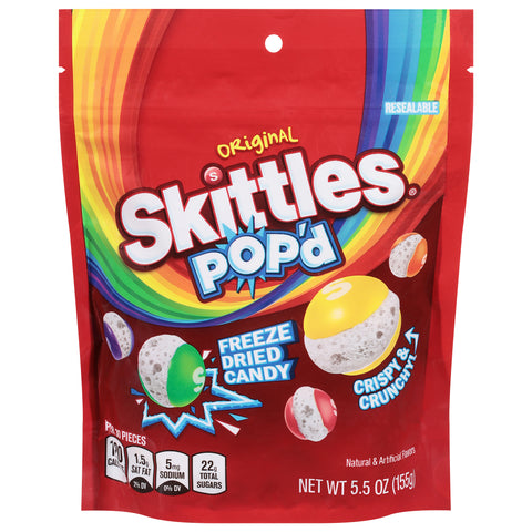 Skittles Pop'd Original Freeze Dried Candy 5.5 oz