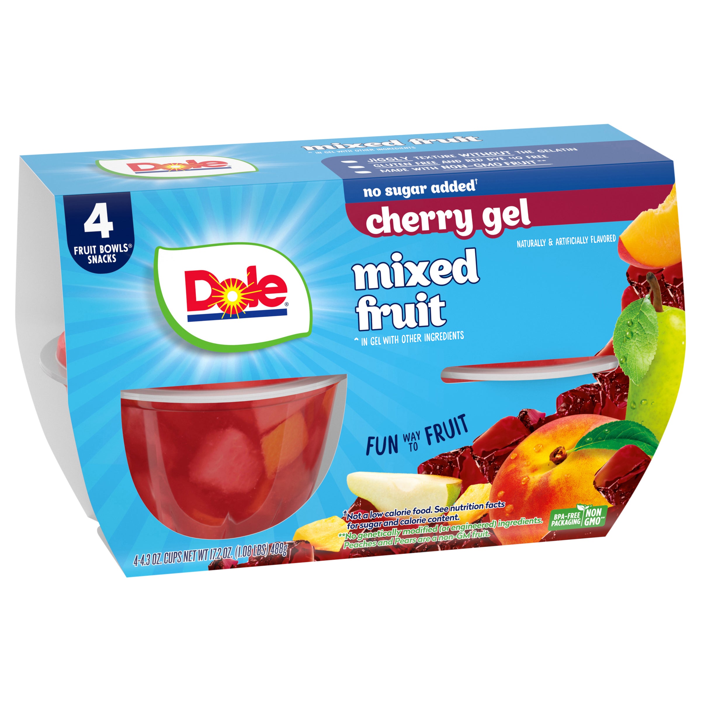 Dole Fruit Cups Mixed In Cherry Gelatin - 17.2 OZ 6 Pack