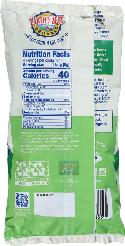 Earth's Best Organic Organic Ages 8 m+ Melty Hoops Spring Veggies Puffed Corn Snack 4