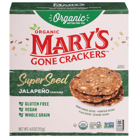 Mary's Gone Crackers Organic Super Seed Jalapeno Crackers 4.0 oz - 6 Pack