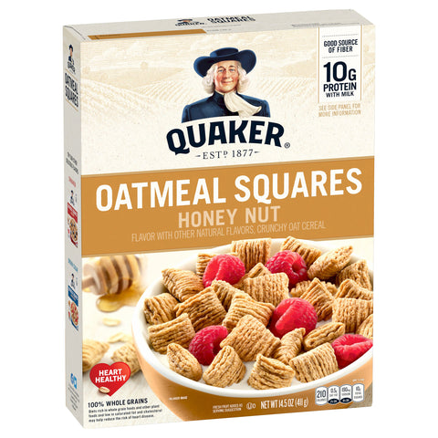 Quaker Oatmeal Squares Cereal Honey Nut 14.5 OZ