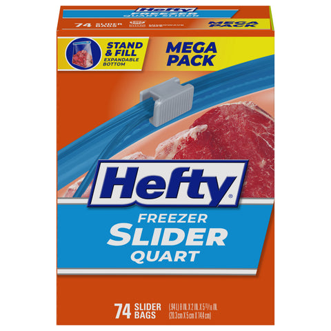 Hefty Slider Freezer Quart Bag 74 CT