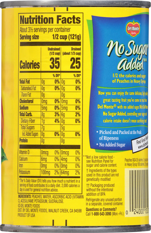Del Monte Fruit Sliced Peaches No Sugar Added 14.5 OZ