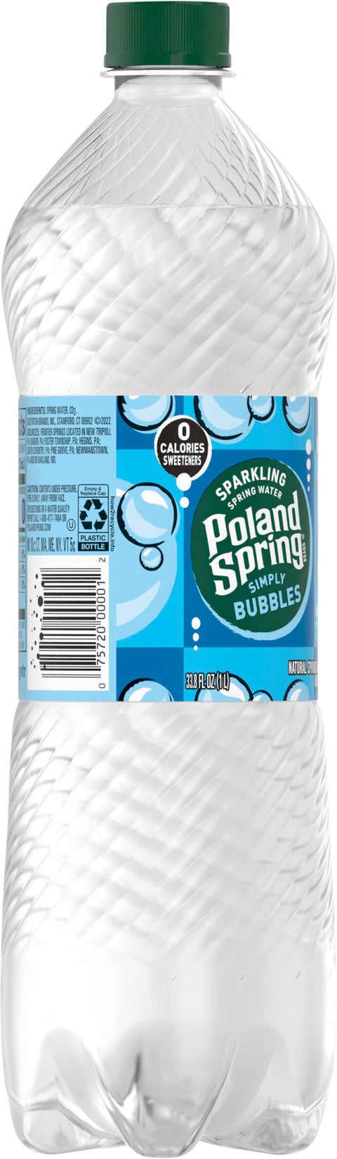 Poland Spring Sparkling Water, Simply Bubbles, 33.8 oz. Bottle