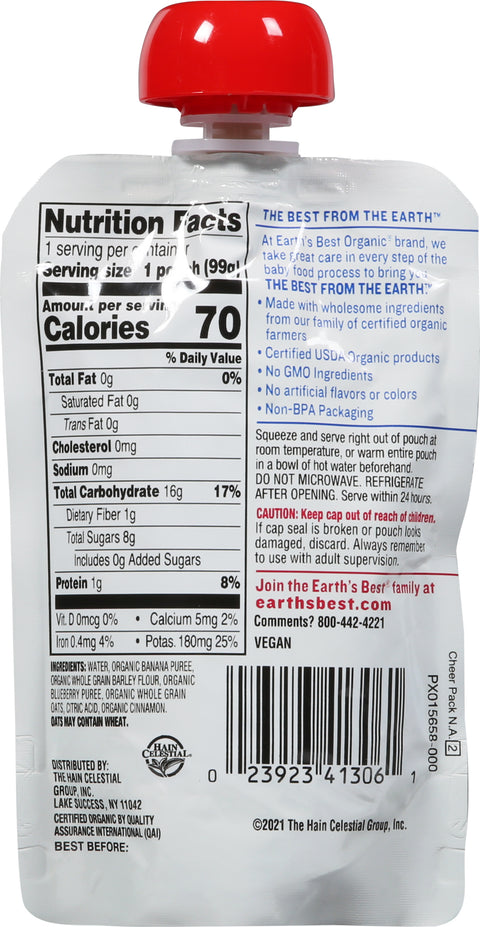 Earth's Best Organic Banana Blueberry Breakfast Puree 3.5 OZ