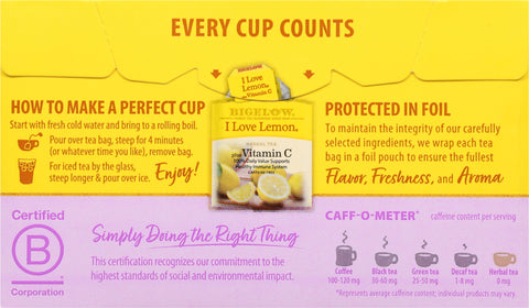 Bigelow I Love Lemon Herbal Tea 20 CT