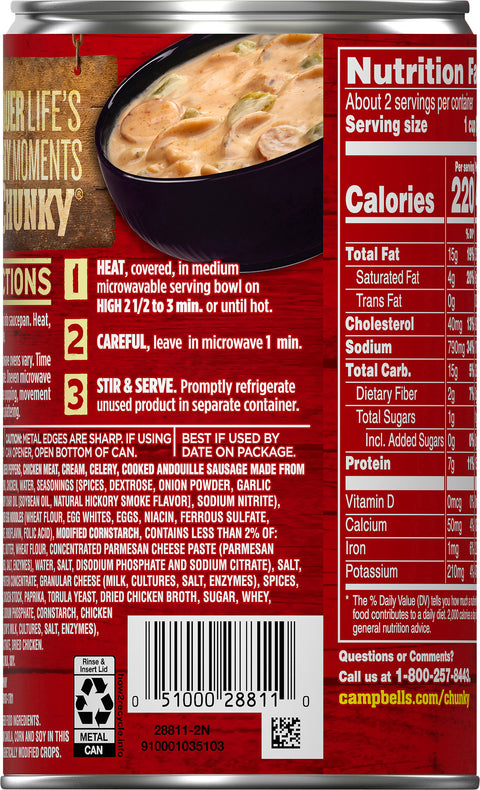 Campbell's Creamy Cajun Style Chunky Soup 18.8 OZ