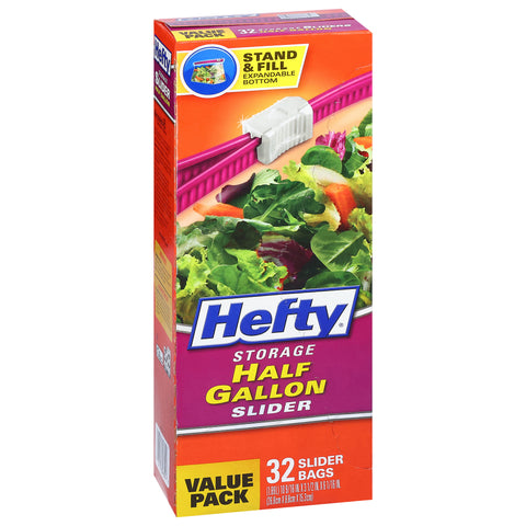 Hefty Storage Half Gallon Slider Bags Value Pack 32 ea