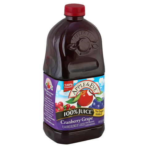 Apple And Eve Juice 100% Juice Cranberry Grape No Sugar Added - 64 OZ 8 Pack