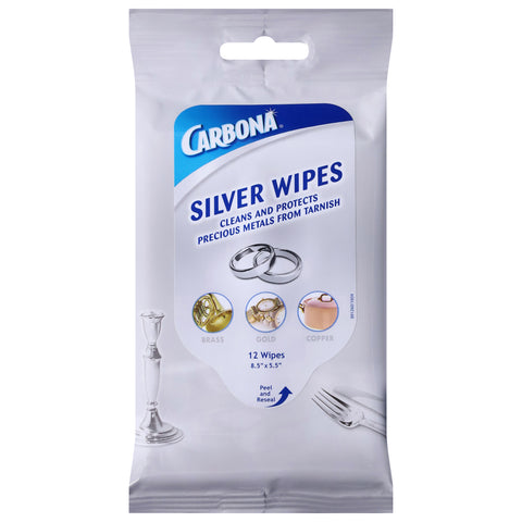 Carbona Silver Wipes Flat Pack 12 CT