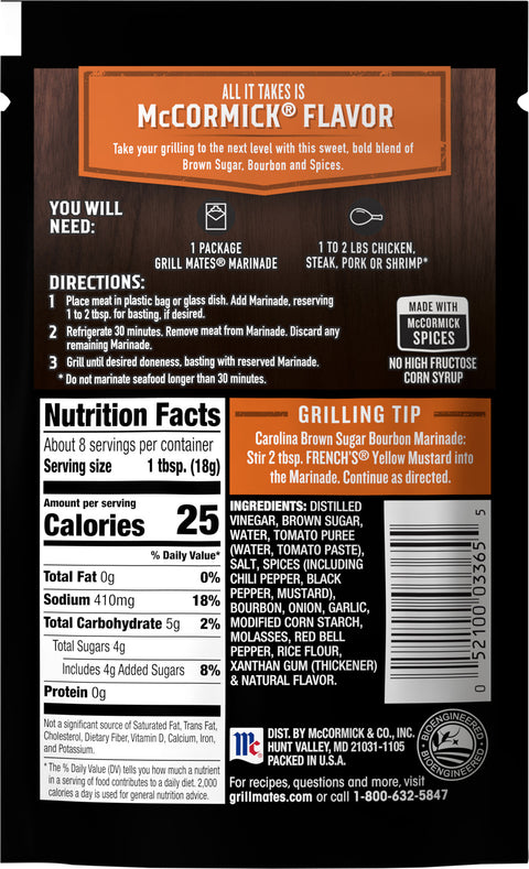 McCormick Grill Mates Marinade Brown Sugar Bourbon 5 OZ