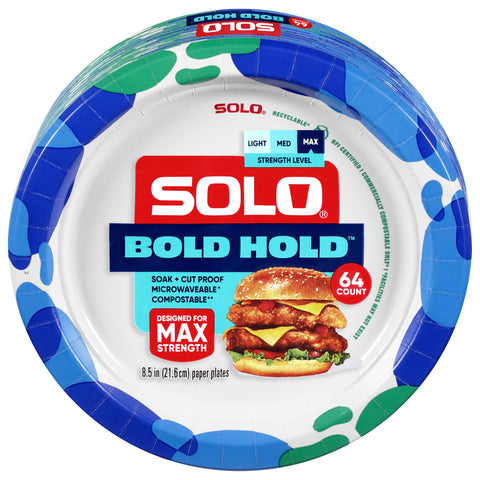 Solo Bold Hold Max Strength Paper Plates 8.5 Inch 64 ea - 8 Pack
