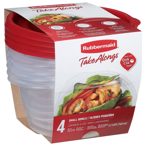 Rubbermaid Take Alongs 3.2 Cups Small Bowls Containers & Lids Small 4 ea