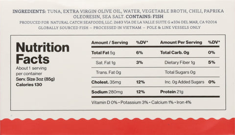 Natural Catch 100% Natural Tuna Filets Spicy Chili 4.4 oz