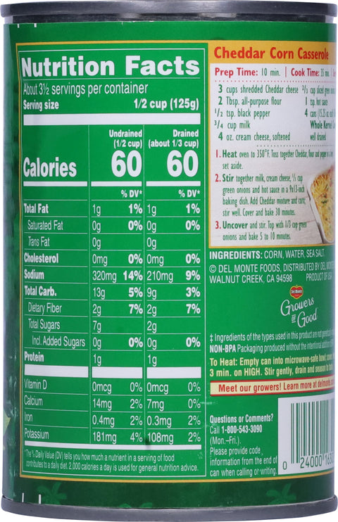 Del Monte Vegetables Fresh Cut Whole Kernel Corn 15.25 OZ