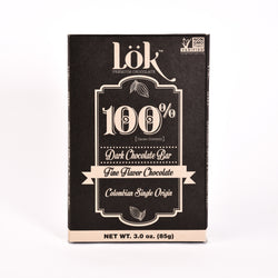 Lok Foods US Lok Dark Chocolate Bar 100% Cacao Colombian Origin - 3 oz 24 Pack