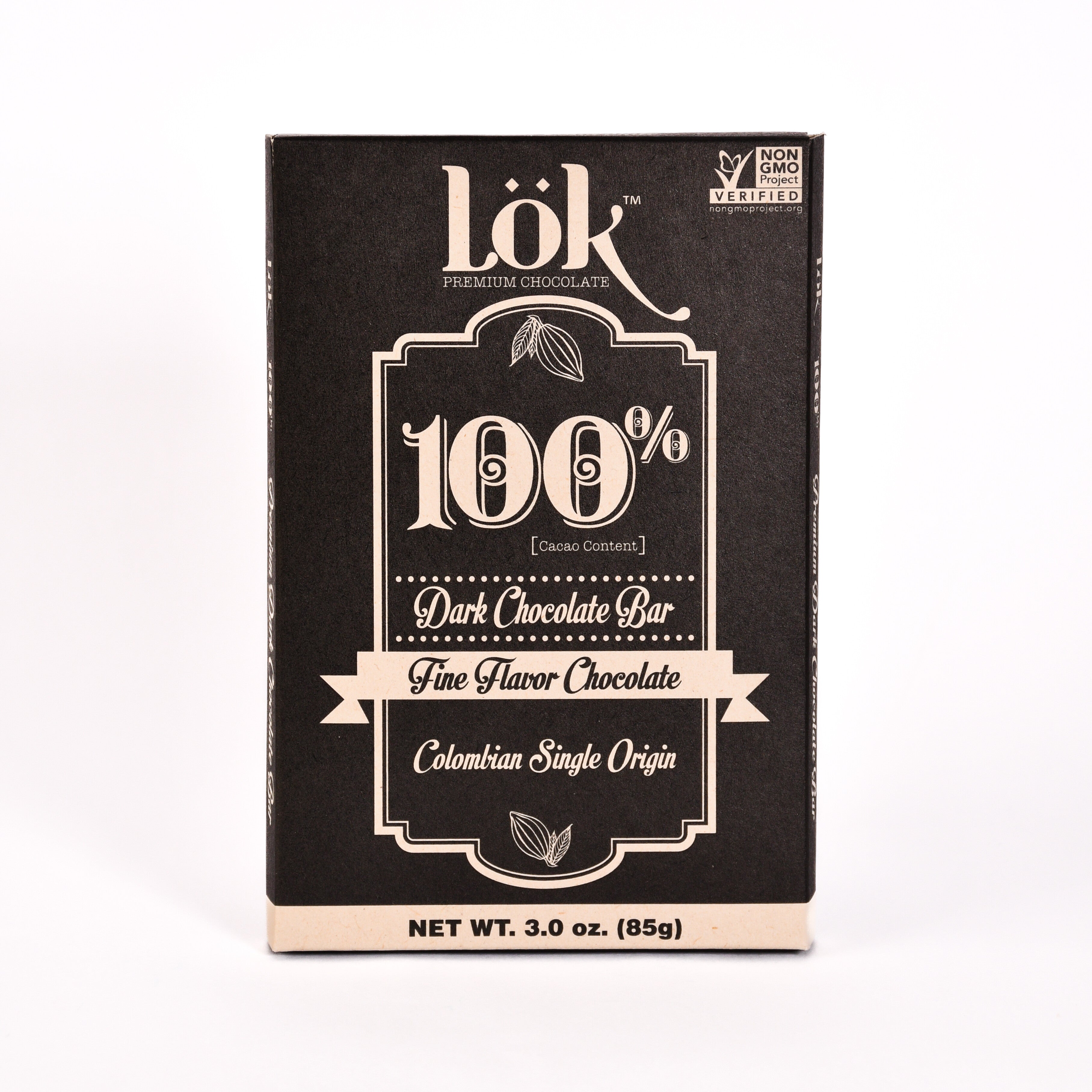 Lok Foods US Lok Dark Chocolate Bar 100% Cacao Colombian Origin - 3 oz ...