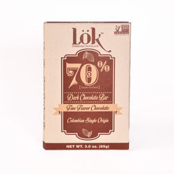 Lok Foods US Lok Dark Chocolate Bar 70% Cacao Colombian Origin - 3 oz 24 Pack