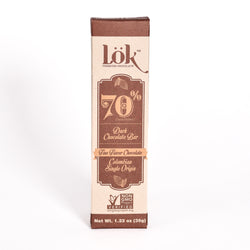 Lok Foods US Lok Dark Chocolate Bar 70% Cacao Colombian Origin - 1.23 oz 60 Pack