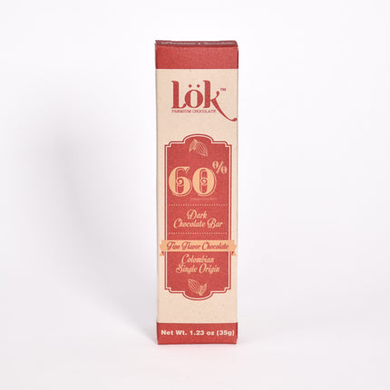 Lok Foods US Lok Dark Chocolate Bar 60% Cacao Colombian Origin - 1.23 oz 60 Pack