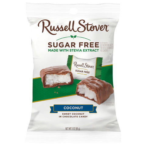 RUSSELL STOVER Sugar Free Coconut Chocolate Candy - 3 OZ 10 Pack