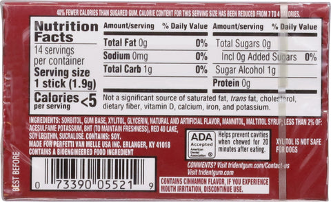 Trident Sugar Free Cinnamon Gum 14 ea