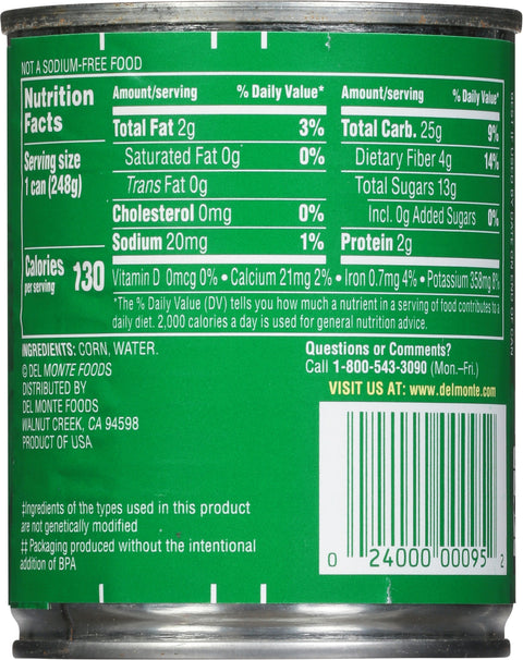 Del Monte Vegetables Fresh Cut Whole Kernel Corn No Salt Added 8.75 OZ