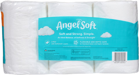 Angel Soft 2-Ply Unscented Bathroom Tissue Mega 12 ea
