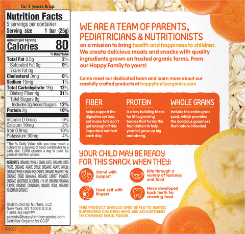 Happy Tot Organics Fiber & Protein Bananas & Carrots 4.4 OZ