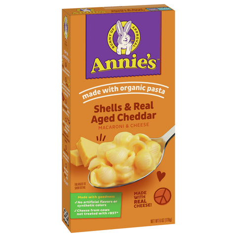 Annie's Homegrown Pasta Shells And Real Aged Cheddar 6 OZ