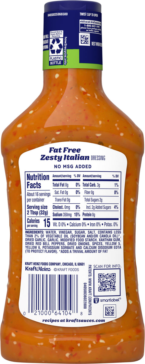 Kraft Fat Free Zesty Italian Dressing 16 FZ