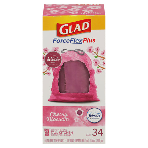 Glad Tall Kitchen Cherry Blossom Trash Bags 34 CT