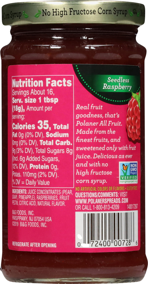Polaner Preserves All Fruit Seedless Raspberry 10 OZ