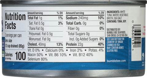 Bumble Bee Solid White Albacore Tuna In Water 12 OZ