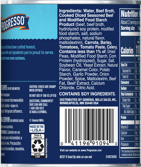 Progresso Traditional Soup Beef Barley 19 OZ