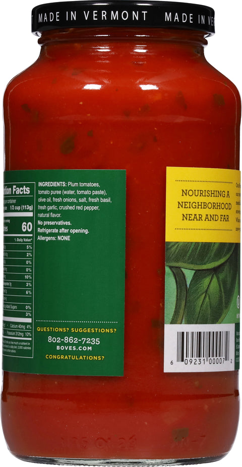Bove's Basil Pasta Sauce 24 OZ