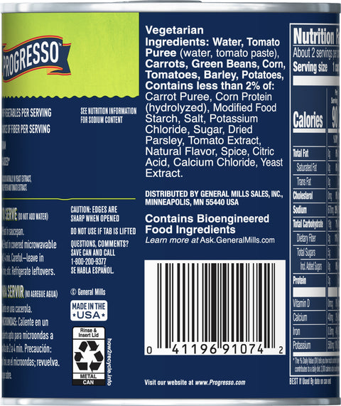Progresso Vegetable Classics Soup Vegetable Barley 19 OZ
