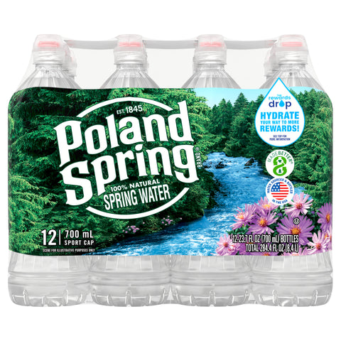 POLAND SPRING Brand 100% Natural Spring Water, 23.7-ounce plastic sport cap bottles (Pack of 12) - 2 Pack