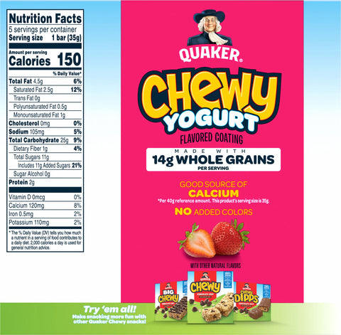 Quaker Bar Granola Chewy Yogurt Strawberry 6.1 OZ