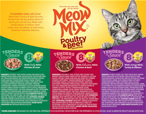 Meow Mix Poultry And Beef Variety Pack 66 OZ