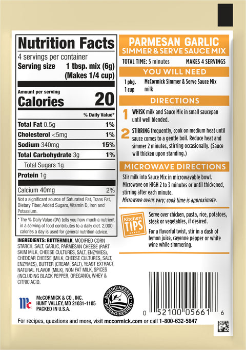 McCormick Parmesan Garlic Sauce Mix 0.87 OZ